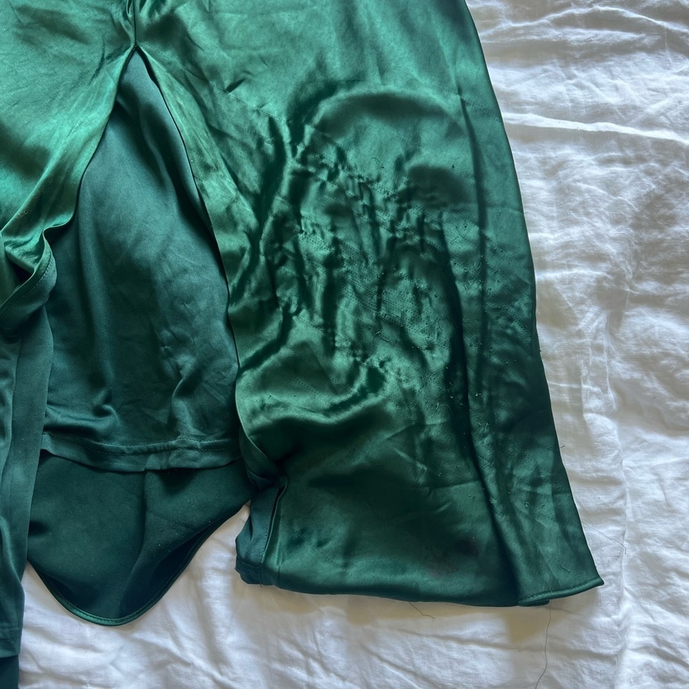 Love in your life emerald green satin halter maxi dress - Snag at Hem - Picture 3 of 6
